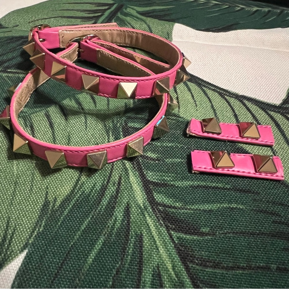 Valentino Rockstud Sandal Pink Ankle Straps - Picture 2 of 8